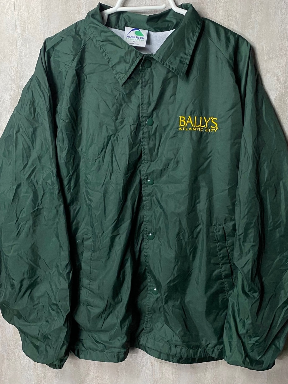Mens Jacket XL Oversized Forest Green Nylon Vintage Ballys Windbreaker Gorpcore